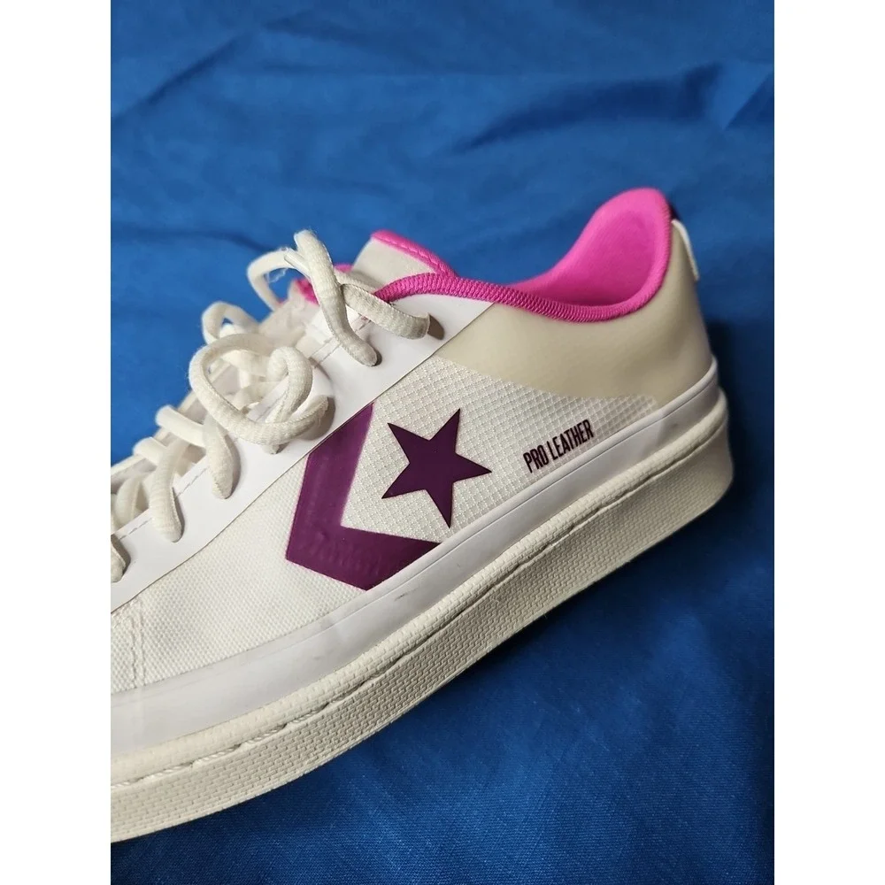 Converse Pro Leather Ox Sneakers White Purple Pink Unisex Men 7 Women 8.5 NEW - Picture 11 of 11